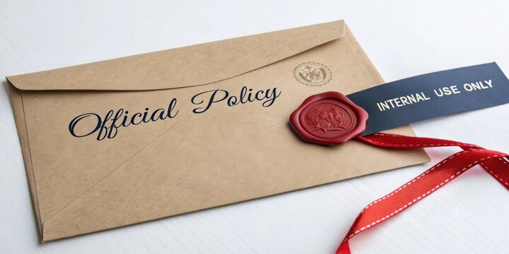 Official Policy Envelope with Red Wax Seal and Ribbon Showcasing Professional Document Management and Confidentiality