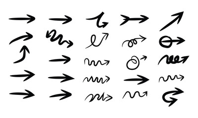 Hand drawn arrows set isolated on for graphic design use