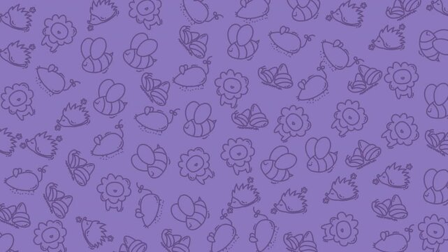 A vibrant seamless floral pattern featuring small detailed flowers and leaves on a purple background, ideal for design projects, textiles, or wallpapers.