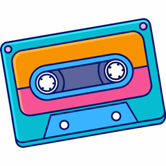 Obraz premium Cartoon Cassette Tape with Vibrant Colors and Graphic Design