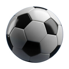 Classic black and white soccer ball isolated on transparent background