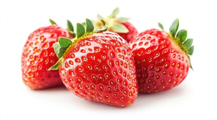 Fresh red strawberries clustered close