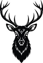 PrintMajestic deer head illustration, elegant stag silhouette, wildlife logo design, forest animal vector art, hunting emblem, rustic tattoo concept, nature symbol