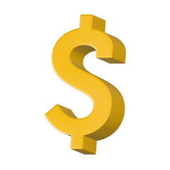 dollar icon 3d rendering in yellow color