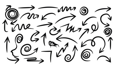 Hand drawn arrow collection isolated on for design element