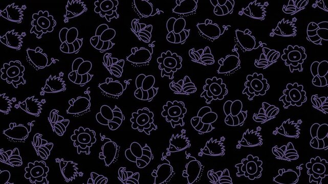 An intricate seamless pattern featuring delicate flowers and butterflies illustrated in elegant line art, perfect for creative backgrounds, textiles, or decorative design projects.