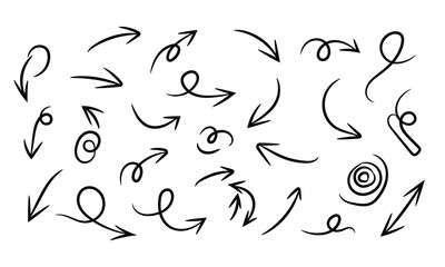 Hand drawn arrow set isolated on for infographic design