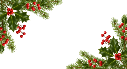 Christmas botanical corner arrangement isolated on transparent background