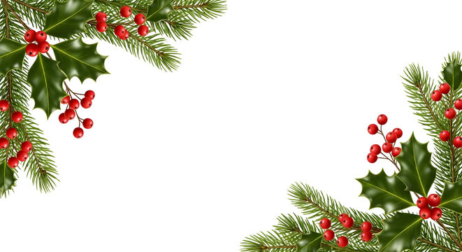 Christmas botanical corner arrangement isolated on transparent background