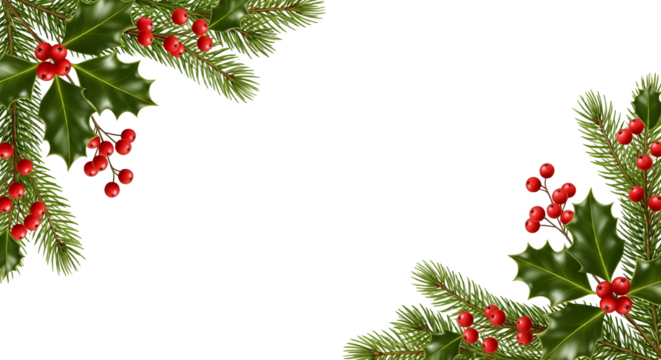 Christmas botanical corner arrangement isolated on transparent background - Powered by Adobe