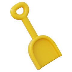 3d yellow toy spade for outdoor landscaping and ground preparation