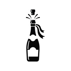 Champagne bottle popping cork celebration party toast festive alcohol beverage vector graphic