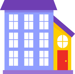 Colorful Vector Set of Flat Residential House Icons and Apartment Buildings for Real Estate and Neighborhood Architecture Design