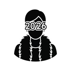 Person with 2026 glasses future vision new year year icon silhouette
