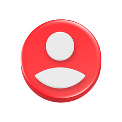3d rendering icon red profile button