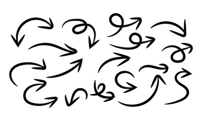 Hand drawn arrows collection isolated on for graphic design