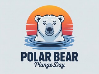 Joyful polar bear emerging from icy waters celebrating polar bear plunge day with sunset