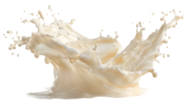 Creamy white liquid splash frozen in motion isolated on transparent background - Powered by Adobe