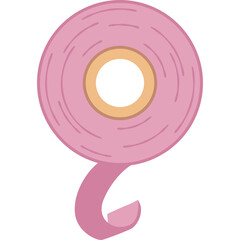 Round Roll Of Lilac Colored Tape With A Light Peach Center And A Loose Strip Hanging Down Against A Transparent Background