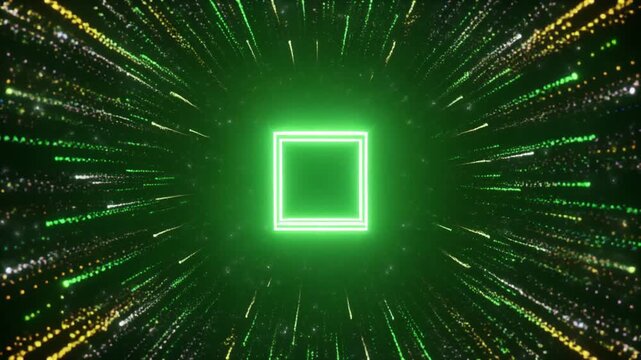 Glowing Christmas Square Festive Neon Light Bursting Out with Firefly Effect for Holiday Celebration