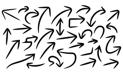 Hand drawn arrow collection isolated on for creative design