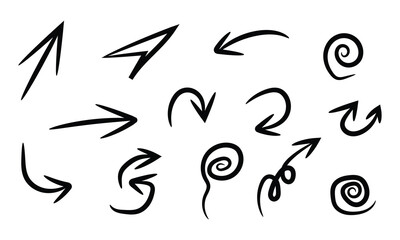 Obraz premium Hand drawn arrows isolated on showing direction and movement