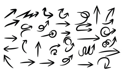 Hand drawn arrow collection isolated on for presentation