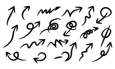 Hand drawn arrow collection isolated on for design elements