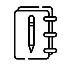 Pencil and Notebook Line Icon: Sketch
