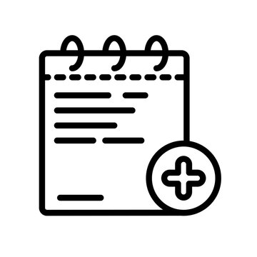 Add New Document with Plus Sign Line Icon: Creation and Registration