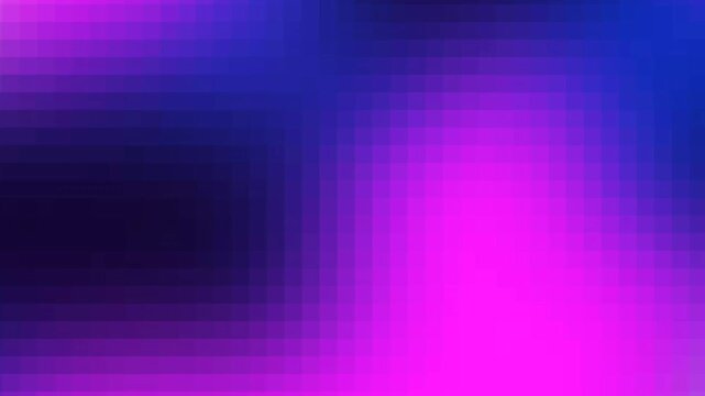 Dark blue and pink glowing gradient animation with retro pixel art mosaic texture