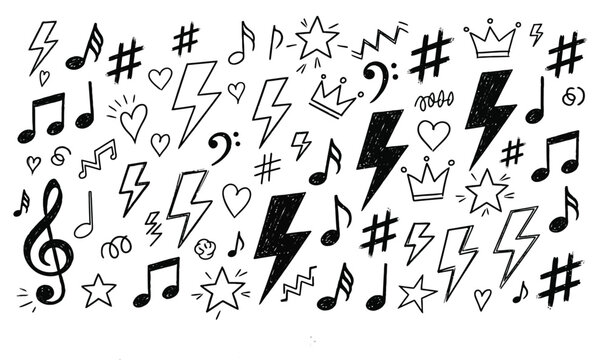 Hand drawn music and rock and roll elements