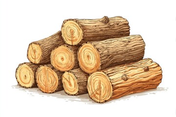 Stacked logs, detailed illustration (1)