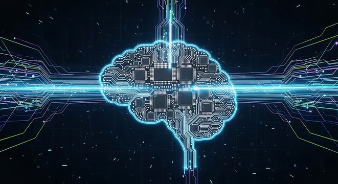 Artificial Intelligence Brain - Digital Circuitry and Neural Networks.