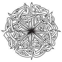 Monochrome Intricate Abstract Circular Pattern with Radial Symmetry