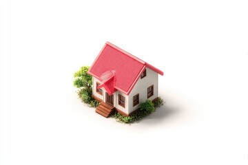 Tiny house model, red roof, white walls (1)