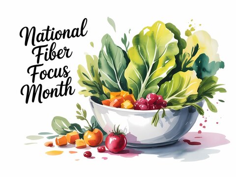 Celebrate national fiber focus month with a vibrant watercolor illustration of fresh vegetables