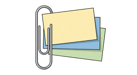 Paperclip holding colorful sticky notes for reminders and organization.