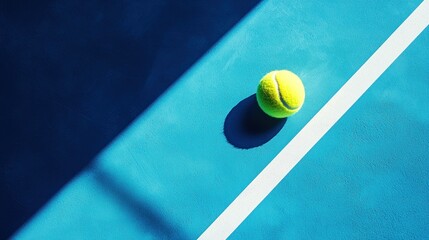 Tennis ball on blue court surface