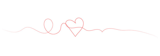 hand drawn line drawing of an abstract love heart. Large heart forming a wavy line in one line art style. Symbol of love with editable black stroke on white background. Vector illustration. Decorative