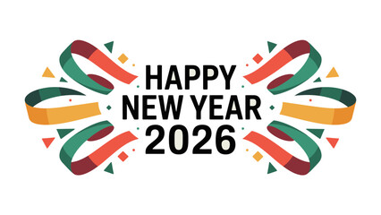 Fototapeta premium New Year 2026 Celebration: Vibrant design of Happy New Year 2026, perfect for festive greetings and holiday wishes, embodying fresh starts, new beginnings, and cheerful optimism for the upcoming year.