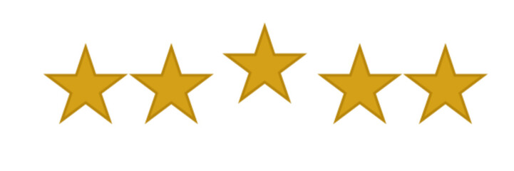 Obraz premium Rating Icon with Five Gold Stars in Row