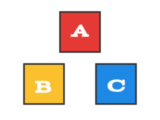 ABC Blocks Triangular Layout with Primary Colors