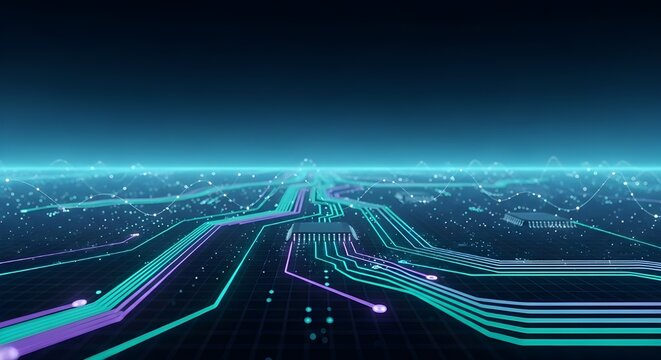 Dise&ntilde;o de fondo de textura de placa de circuito de tecnolog&iacute;a moderna.
 Las olas fluyen.
 Tecnolog&iacute;a de explosi&oacute;n cu&aacute;ntica.
 Concepto de tecnolog&iacute;as inform&aacute;ticas cu&aacute;nticas.
 Placa base de vector de fo
