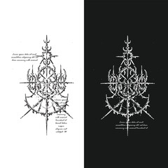 Tribal Goth Sigils &ndash; Neo Cyber Geometry Monochrome Hand drawn