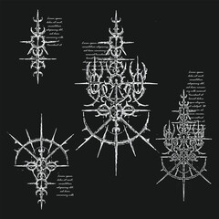 Cybersigilism Sacred Geometric Glyphs &ndash; Futuristic Abstract Symbolic Line Art