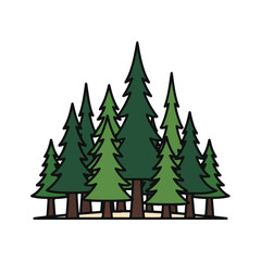 Fototapeta premium Forest Trees Illustration Green Evergreen Nature Design