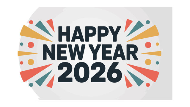 Happy New Year 2026: Festive Typography in Modern Design, conveys a cheerful message, evoking feelings of excitement and anticipation for the coming year.