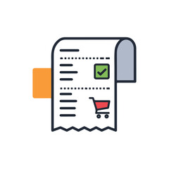 Receipt Icon with Shopping Cart and Check Mark