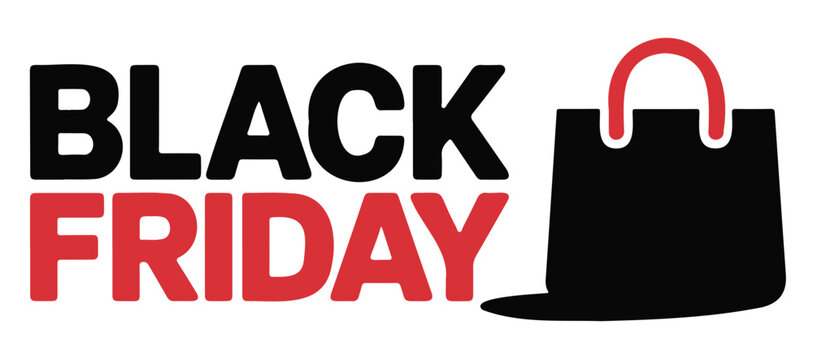 Black Friday sale design with shopping bag illustration for advertising and promotion - Powered by Adobe